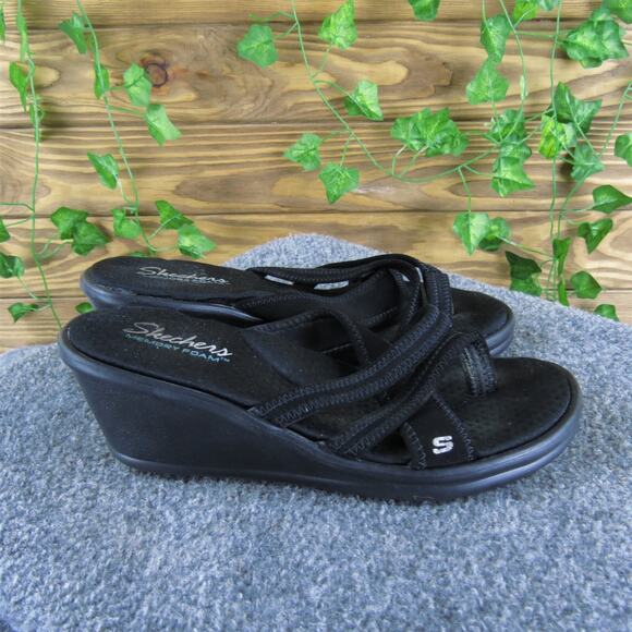 Skechers Women's Memory Foam Flip Flop Black Synthetic 9 Medium Gently Used 2025 - Picture 3 of 6
